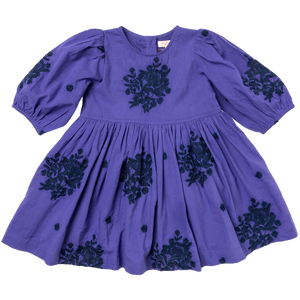 Girls Brooke Dress - Royal Purple Embroidery - Eden Lifestyle