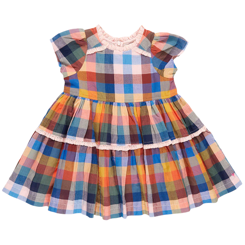 Girls Charlie Dress - Technicolor Check - Eden Lifestyle