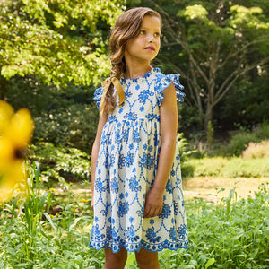 Girls Cynthia Dress - Blue Eyelet - Eden Lifestyle