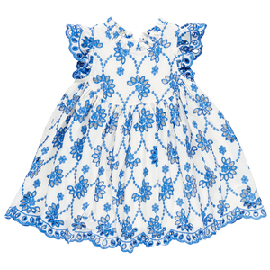 Girls Cynthia Dress - Blue Eyelet - Eden Lifestyle