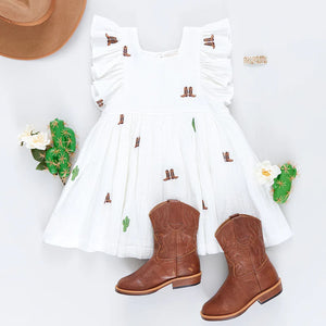 Girls Elsie Dress - Rodeo Embroidery - Eden Lifestyle