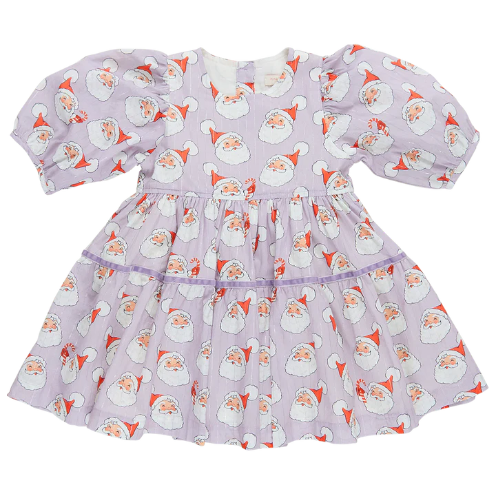 Girls Maribelle Dress - Lavender Santas - Eden Lifestyle