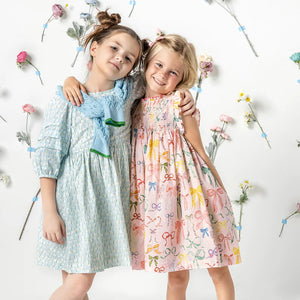 Girls Stevie Dress - Watercolor Bows - Eden Lifestyle