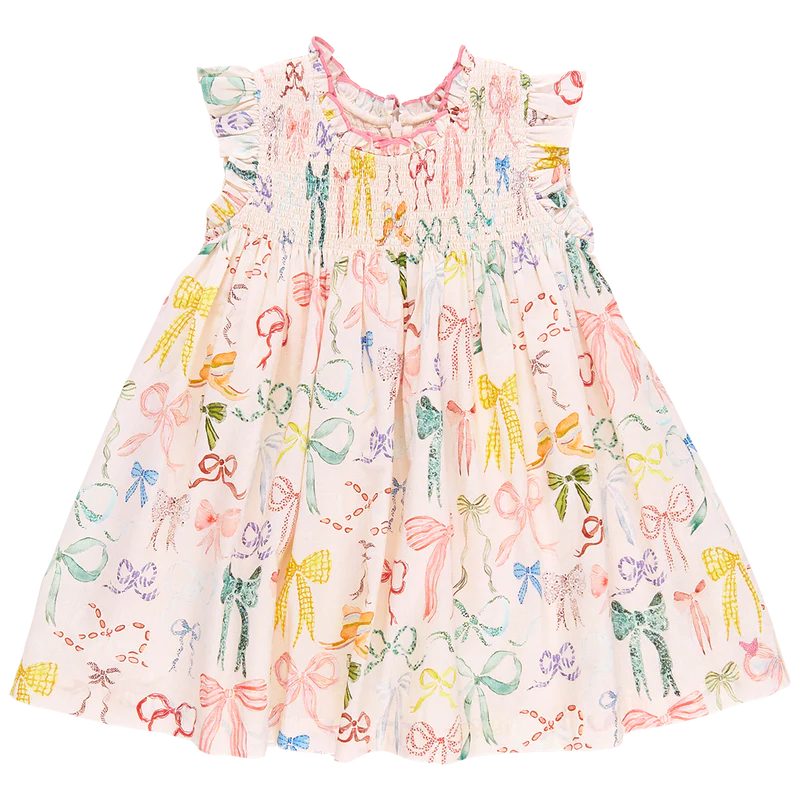 Girls Stevie Dress - Watercolor Bows - Eden Lifestyle