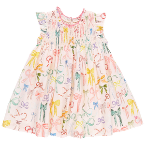 Girls Stevie Dress - Watercolor Bows - Eden Lifestyle