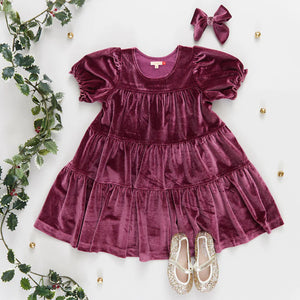 Girls Velour Elizabeth Dress - Sugarplum - Eden Lifestyle