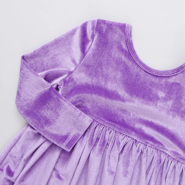 Girls Velour Steph Dress - Lavender - Eden Lifestyle