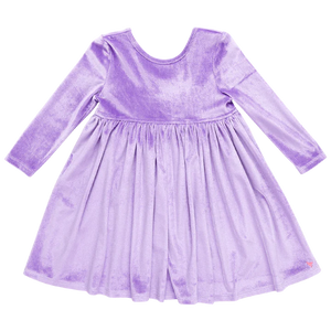 Girls Velour Steph Dress - Lavender - Eden Lifestyle