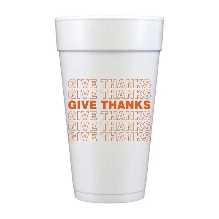 Give Thanks Repeating Foam Cups - Thanksgiving - Eden Lifestyle