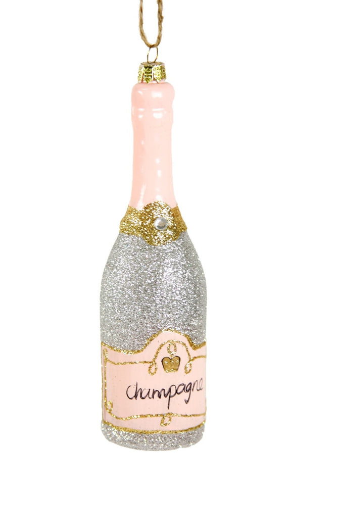 Glittered Champagne Bottle Ornament - Eden Lifestyle
