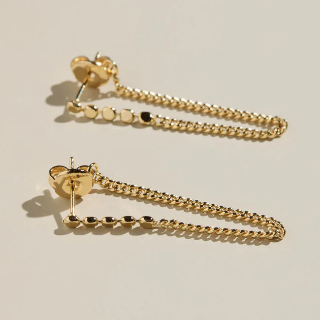 Gold Beaded Drop Statement Earrings - Eden Lifestyle