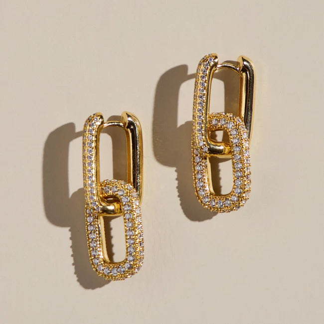 Gold Pavé Double Link Hoops - Eden Lifestyle