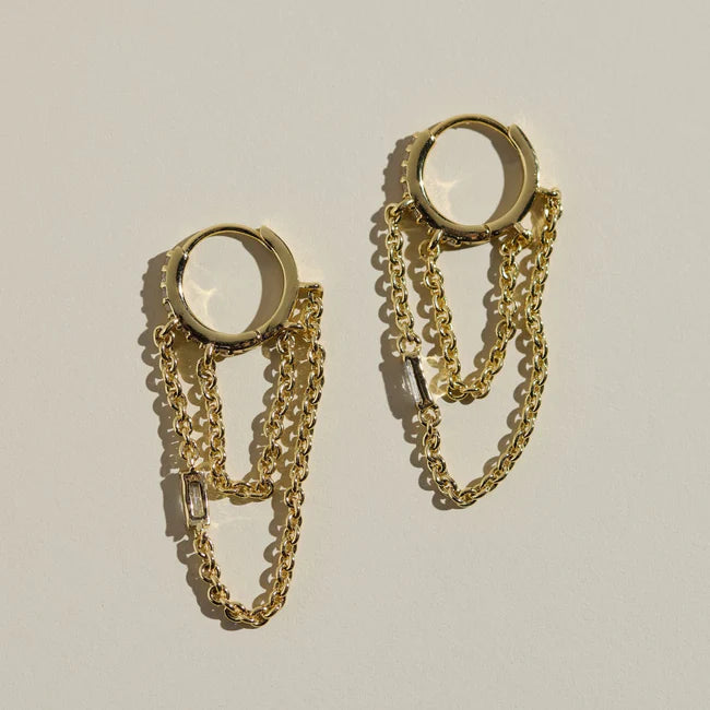 Gold Thea Chain Huggies - Eden Lifestyle