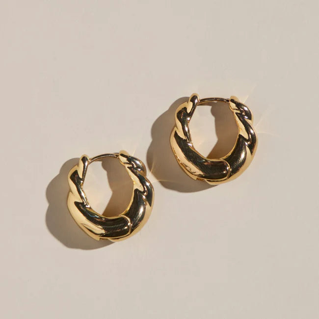 Gold Wide Twist Hoops - Eden Lifestyle