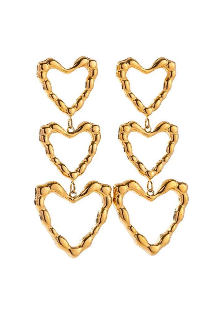 Hammered Heart Studs - Eden Lifestyle