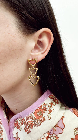 Hammered Heart Studs - Eden Lifestyle