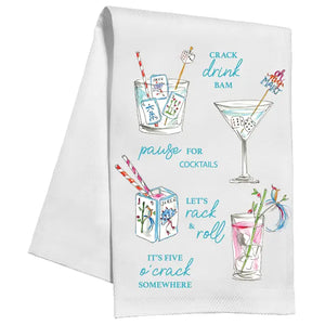Handpainted Mahjong Cocktails Kitchen Towel - Eden Lifestyle