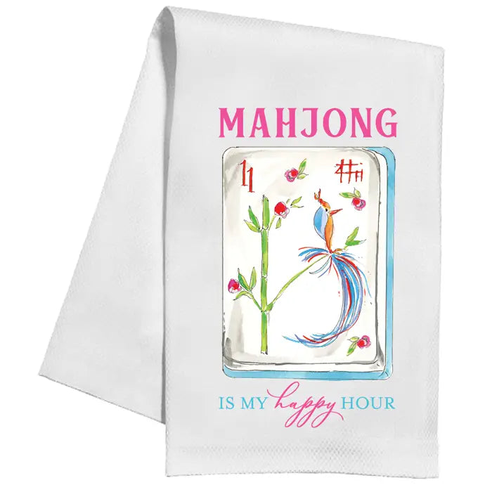 Handpainted Mahjong Is My Happy Hour Kitchen Towel - Eden Lifestyle