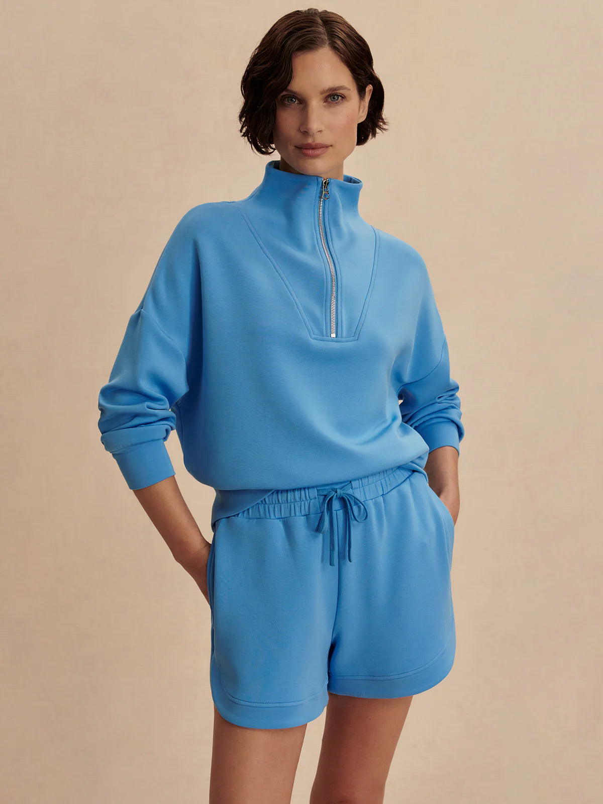 Hawley Half-Zip Sweat Azure Blue - Eden Lifestyle