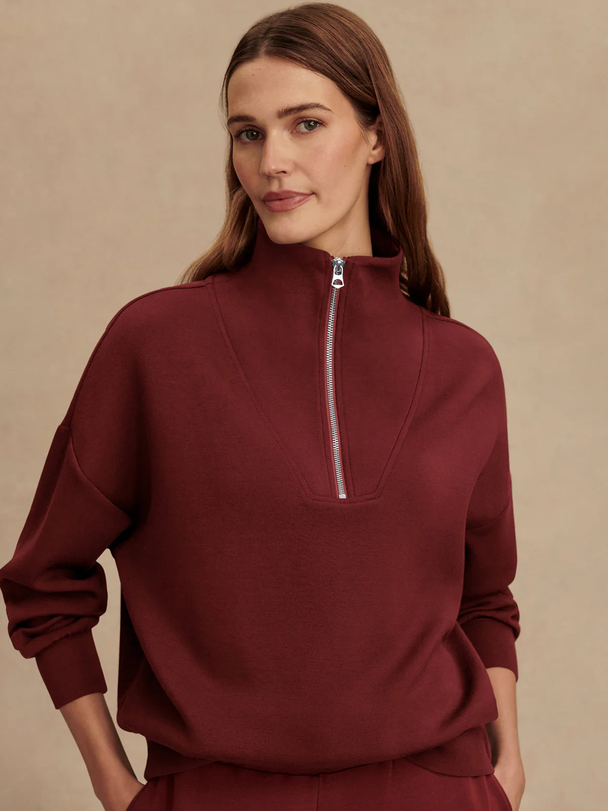 Hawley Half-Zip Sweat New Maroon - Eden Lifestyle