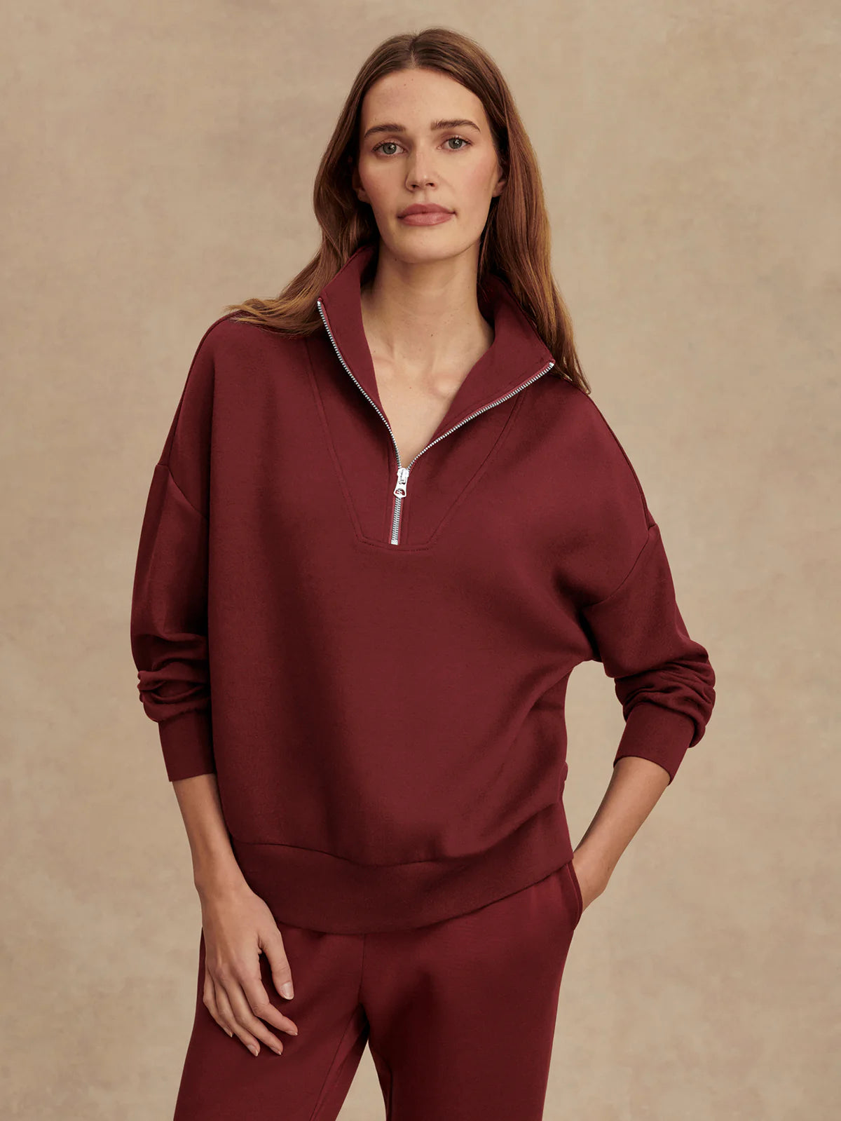 Hawley Half-Zip Sweat New Maroon - Eden Lifestyle