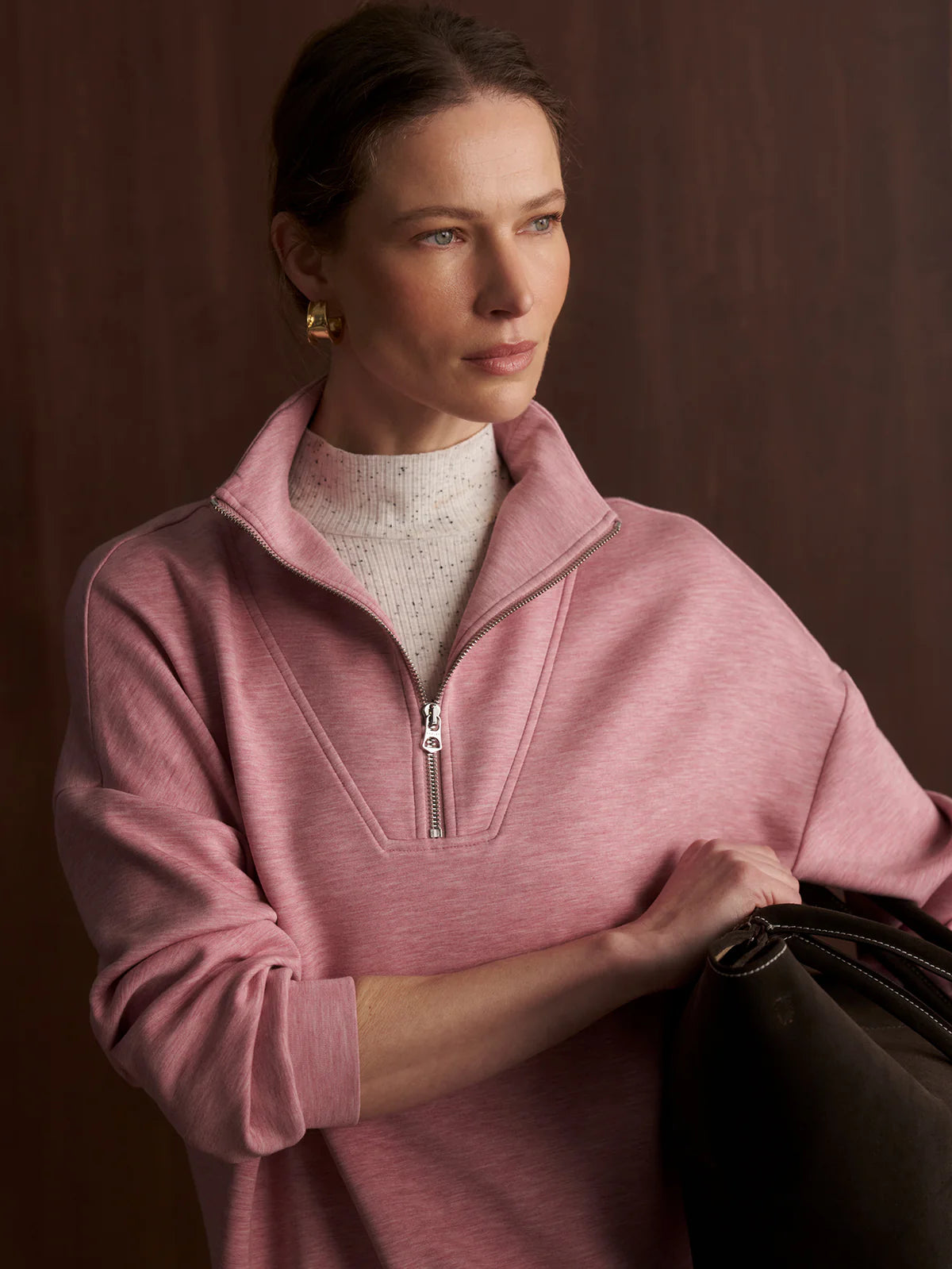Hawley Half-Zip Sweat Rose Marl - Eden Lifestyle