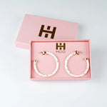 Hoops - White with Rainbow Rhinestones - Eden Lifestyle
