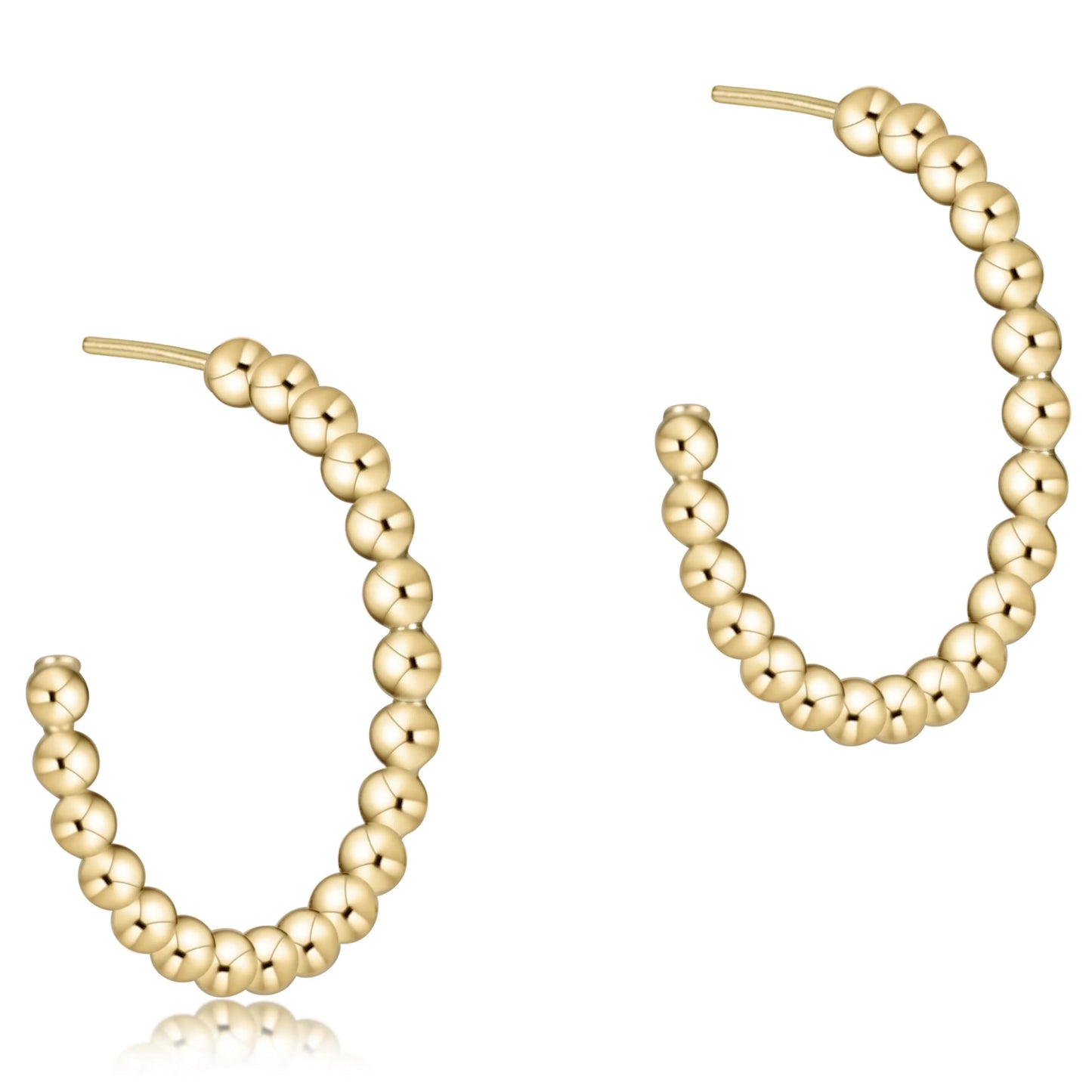 Beaded Classic 1.25" post hoop - 4mm gold - Eden Lifestyle
