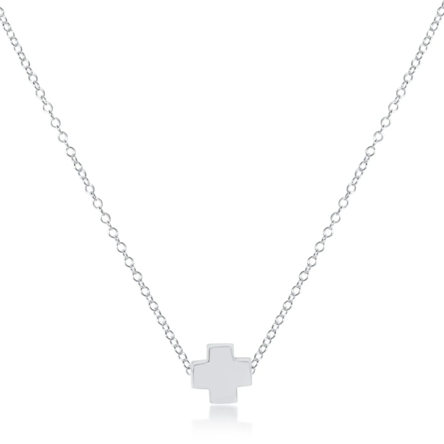 16" necklace sterling - signature cross sterling - Eden Lifestyle