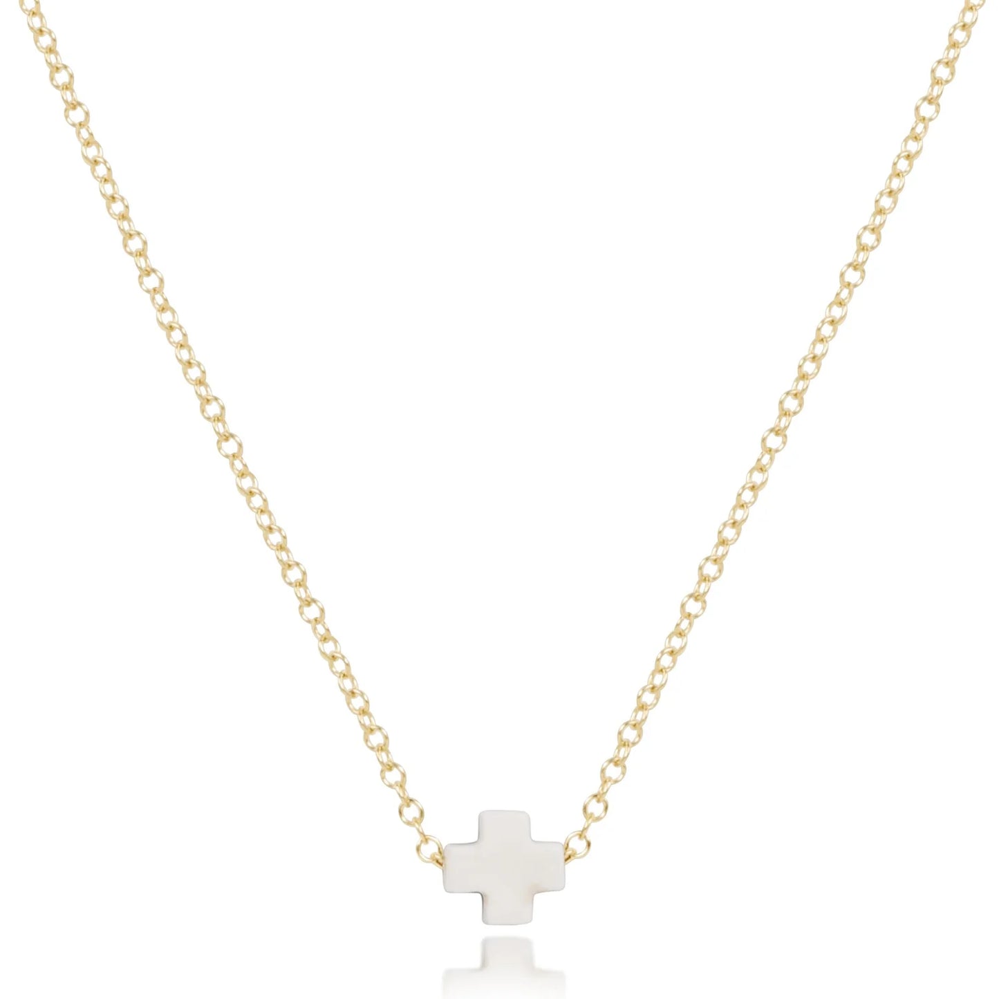 Enewton 16" Necklace Gold - Signature Cross Small Off-White - Eden Lifestyle