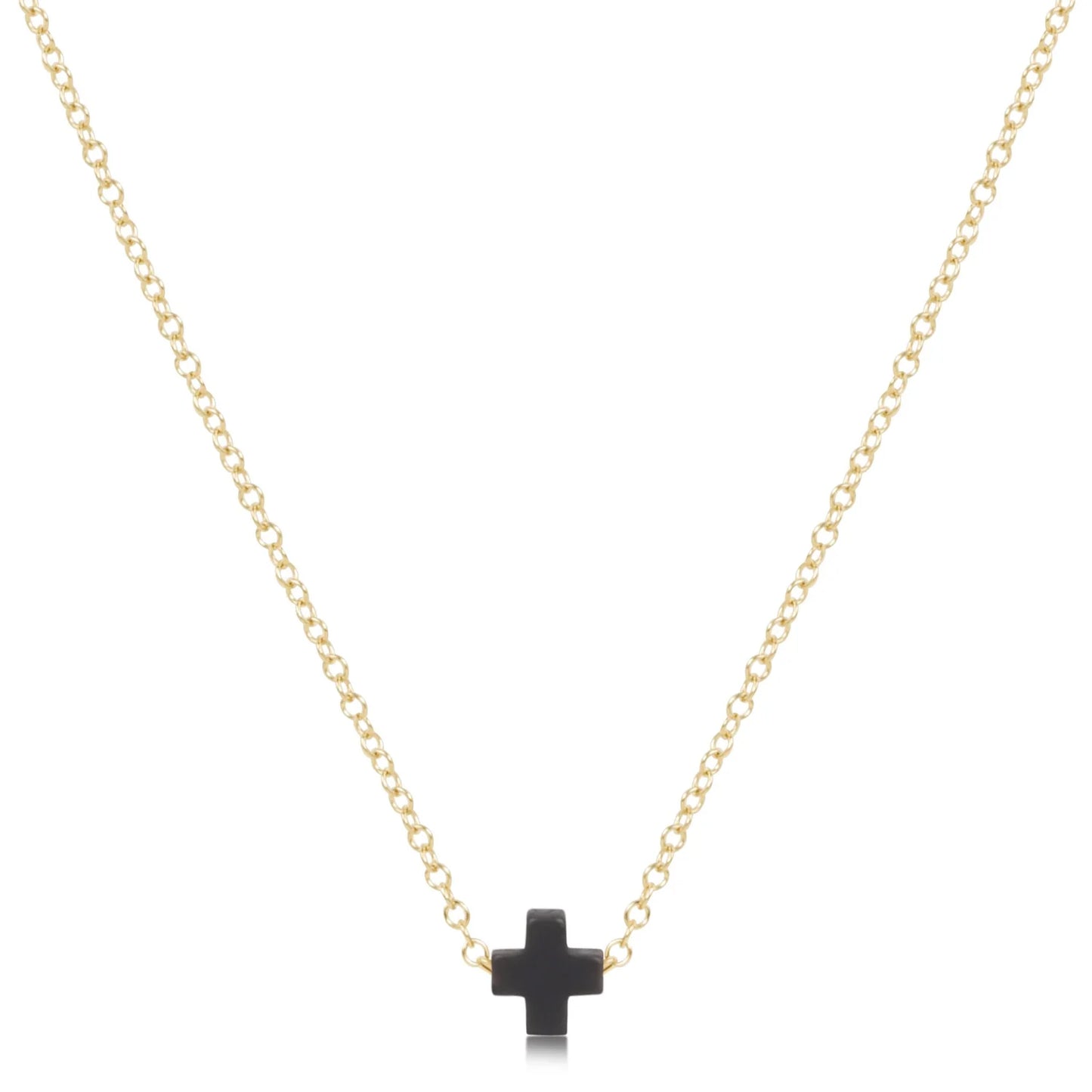 Enewton 16" Necklace Gold - Signature Cross Small Onyx - Eden Lifestyle
