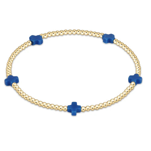 Signature Cross Small Gold Pattern 2mm Bead Bracelet - Eden Lifestyle