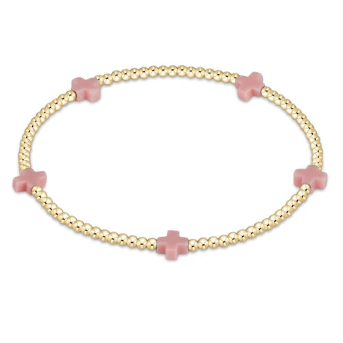 Signature Cross Small Gold Pattern 2mm Bead Bracelet - Eden Lifestyle