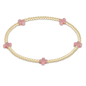 Signature Cross Small Gold Pattern 2mm Bead Bracelet - Eden Lifestyle