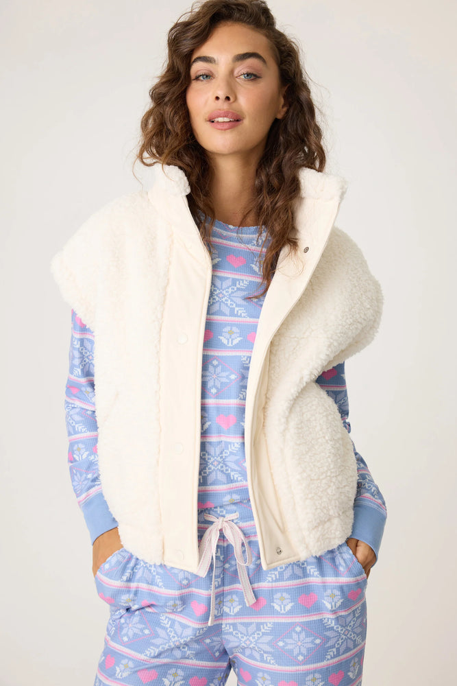 Ivory Campfire Cozy Sherpa Vest - Eden Lifestyle
