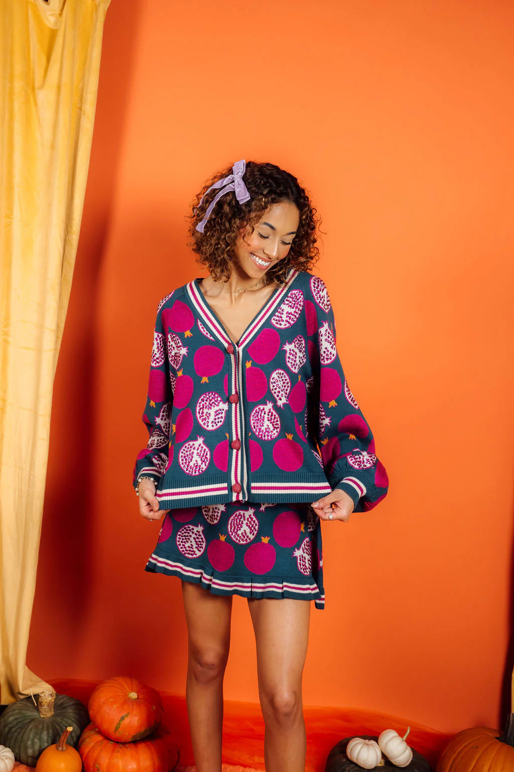 Dark Teal Pomegranate Cardigan - Eden Lifestyle