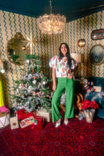 White Christmas Lights Tee With Poof Sequin Sleeves - Eden Lifestyle