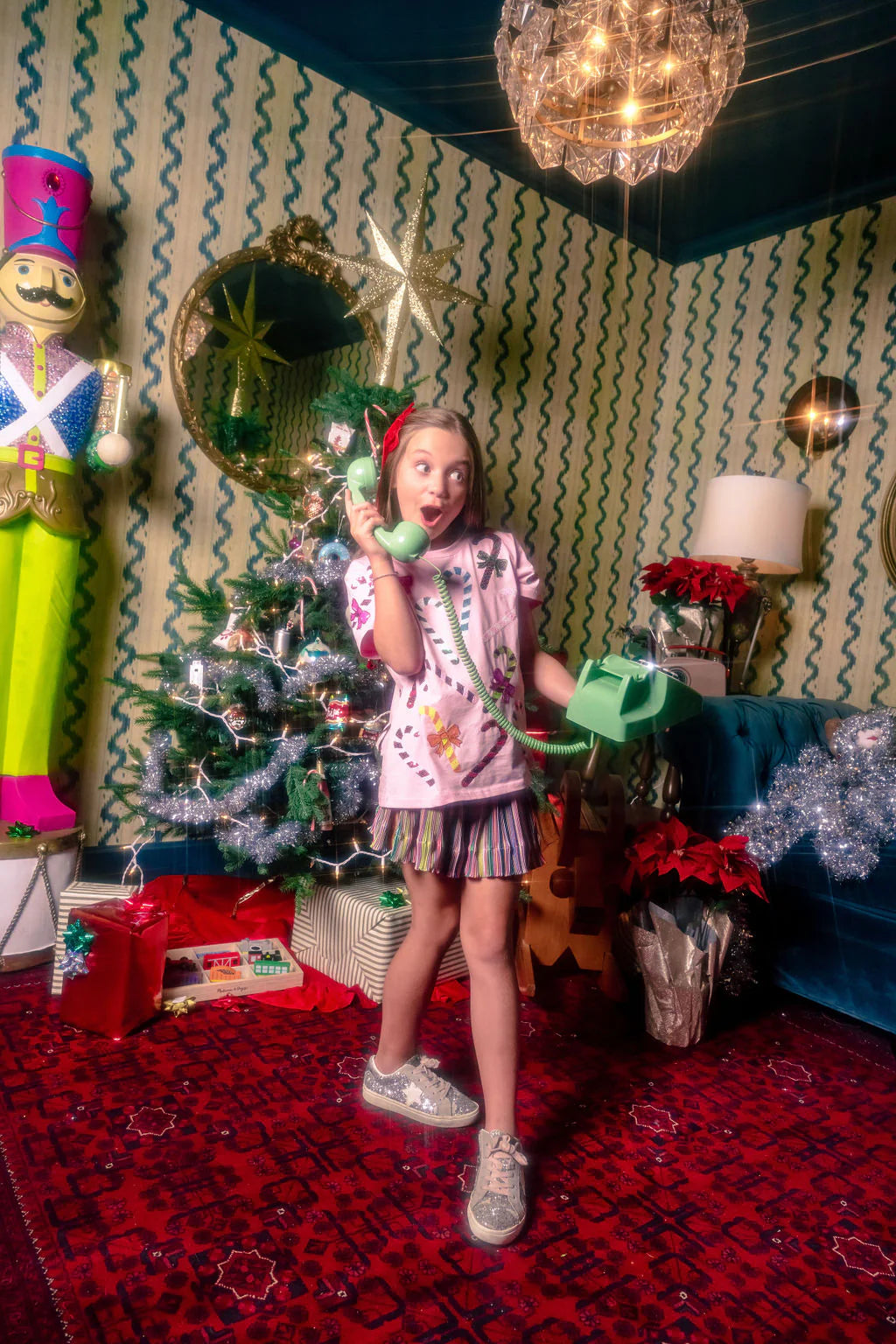 Queen of Sparkles Kids Pink Rainbow Candy Canes Tee - Eden Lifestyle