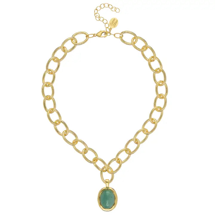 Jade Cabochon Loop Chain Necklace - Eden Lifestyle