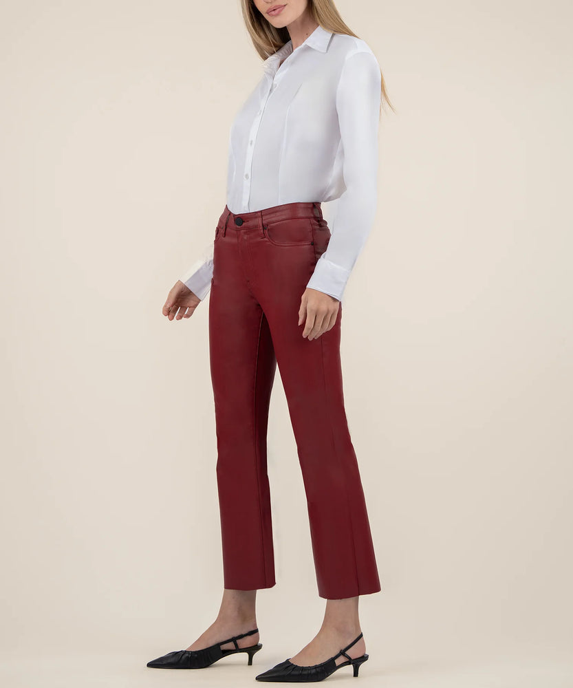 Kelsey Red Coated High Rise Ankle Flare - Eden Lifestyle