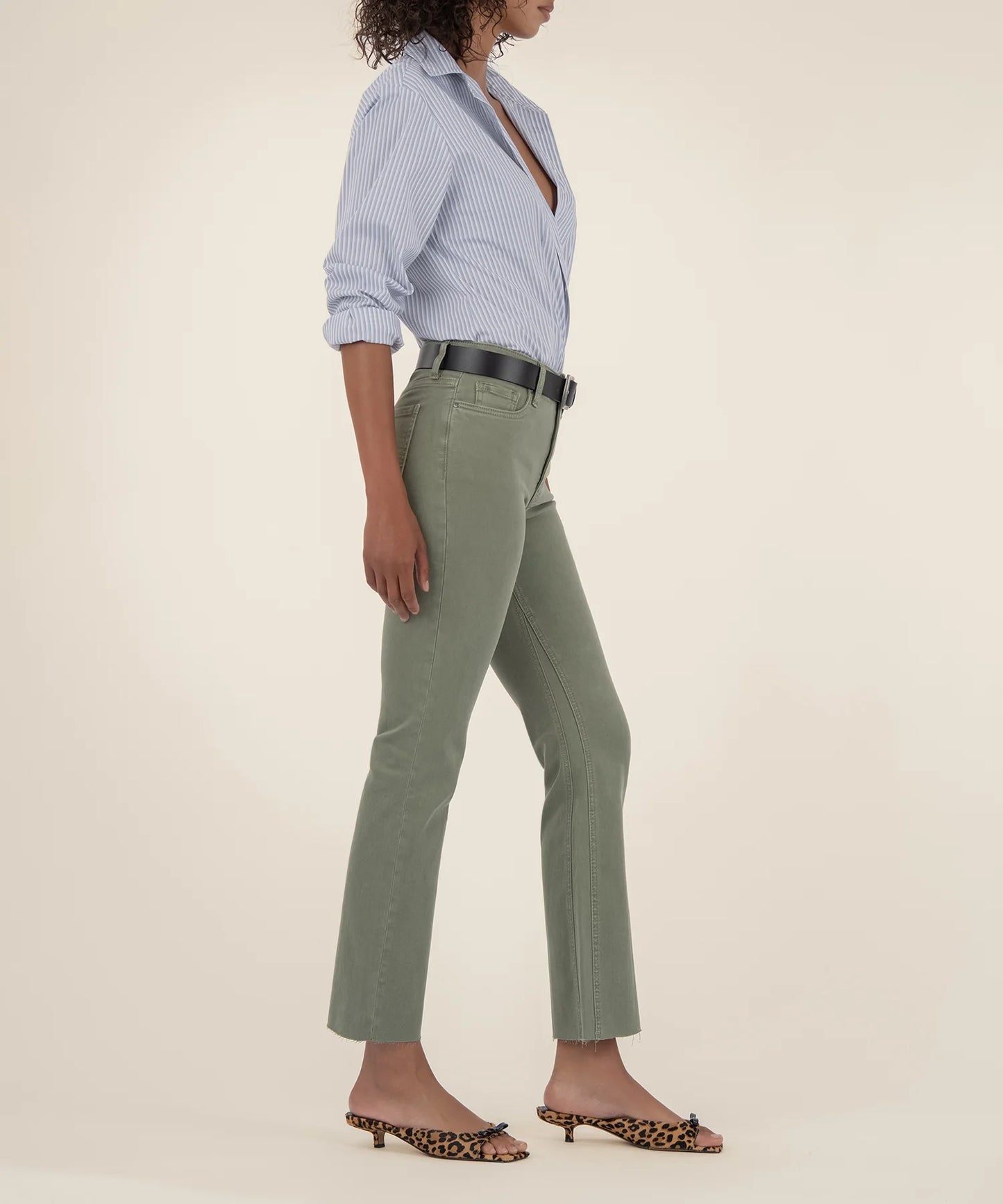 Kelsey High Rise Ankle Flare Sage Green - Eden Lifestyle