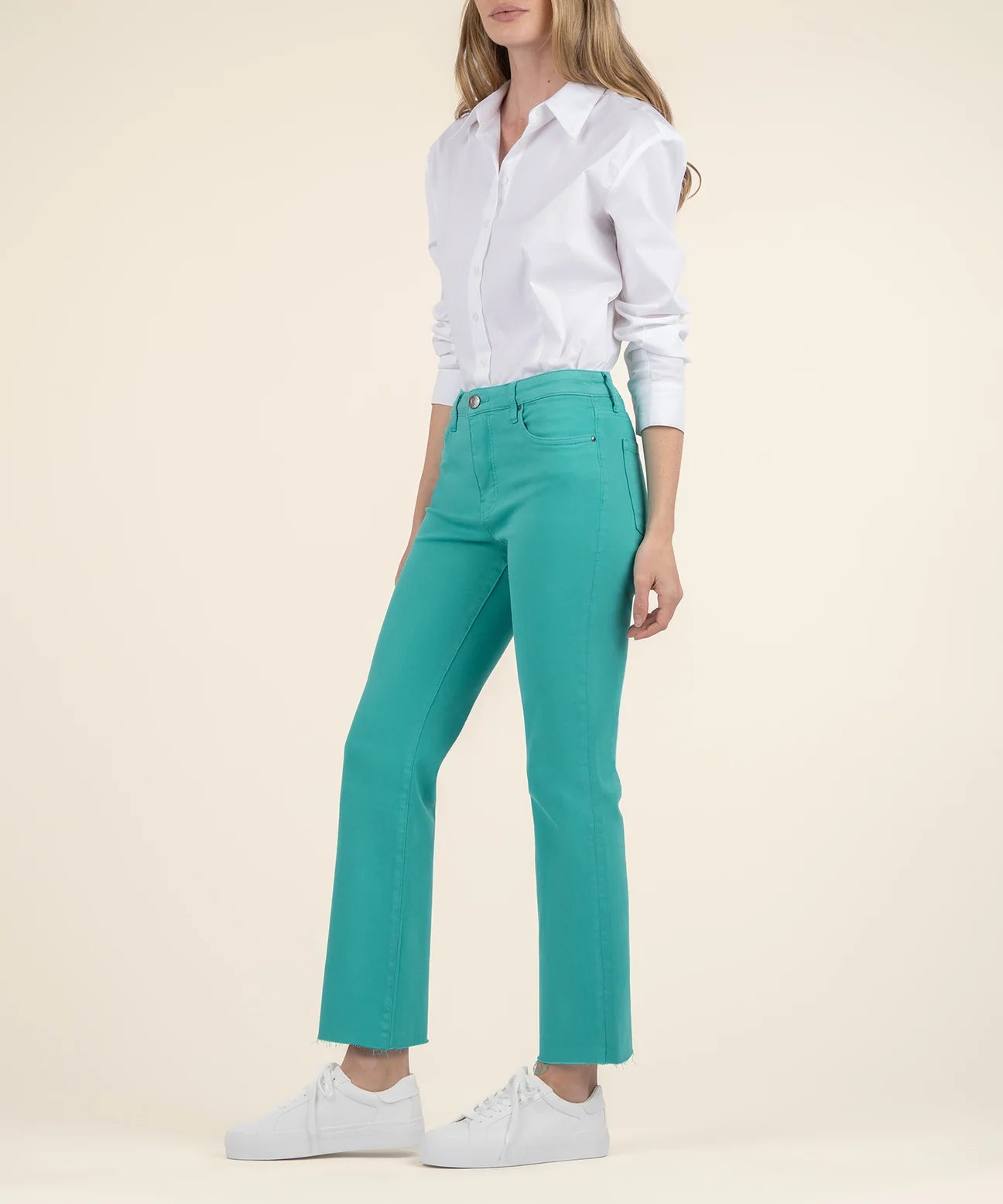Kelsey High Rise Ankle Flare Turquoise - Eden Lifestyle