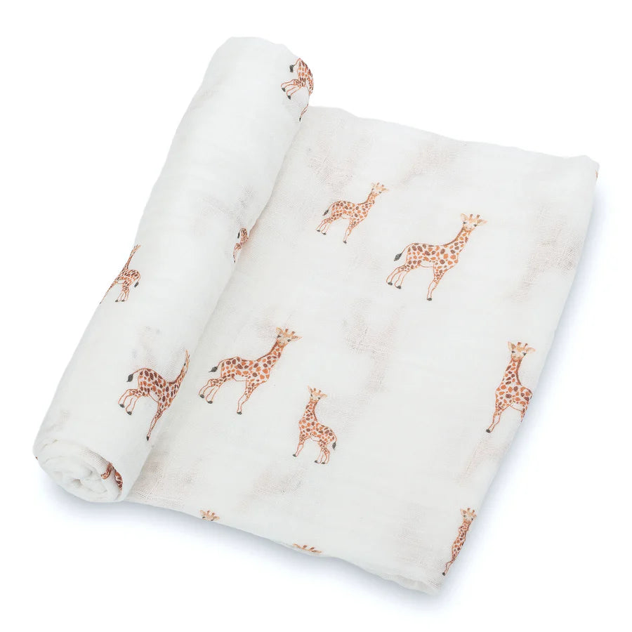Baby Giraffe Swaddle Blankets: 47" x 47" 100% Muslin Cotton - Eden Lifestyle