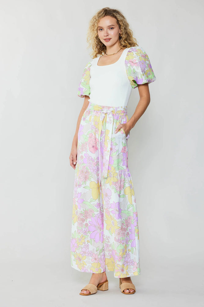 Sunshine Flowers Linen Blend Pants - Eden Lifestyle