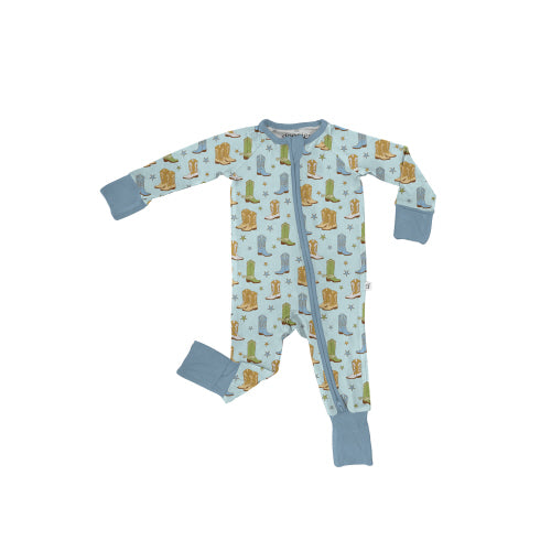 Boots (Blue) Long Sleeve Zip Pajamas - Eden Lifestyle