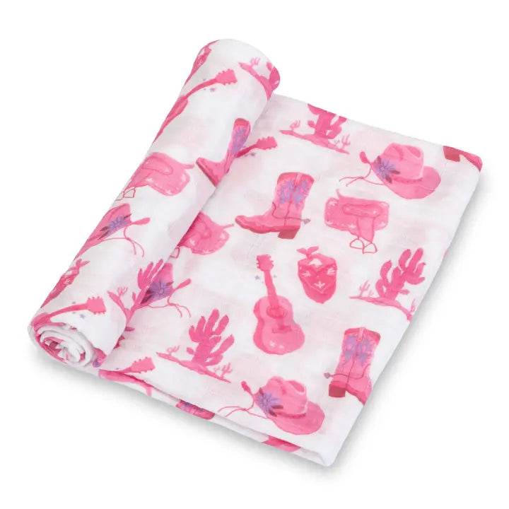 Let's Go Girls Cowgirl Baby Muslin Swaddle Blanket - Eden Lifestyle