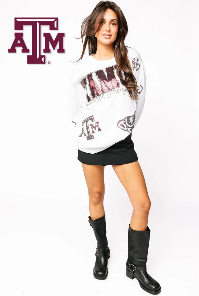Licensed Texas A&M Big Icons Scattered All Over Sweatshirt - Eden Lifestyle