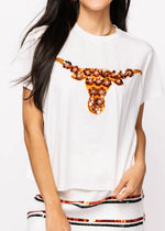 Licensed Texas Mascot Sequin Flower Tee