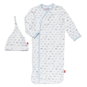 Magnetic Me by Magnificent Baby Airplanes Modal Magnetic Cozy Sleeper Gown + Hat Set - Eden Lifestyle