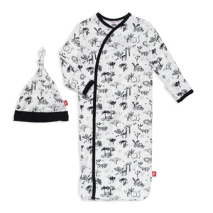 Magnetic Me by Magnificent Baby Animal Safari Modal Magnetic Cozy Sleeper Gown + Hat Set - Eden Lifestyle